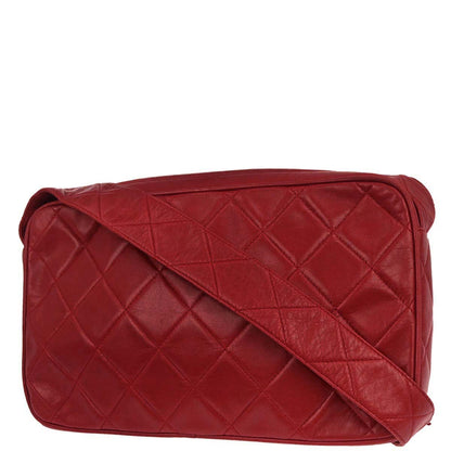 Chanel Red Lambskin Shoulder Bag