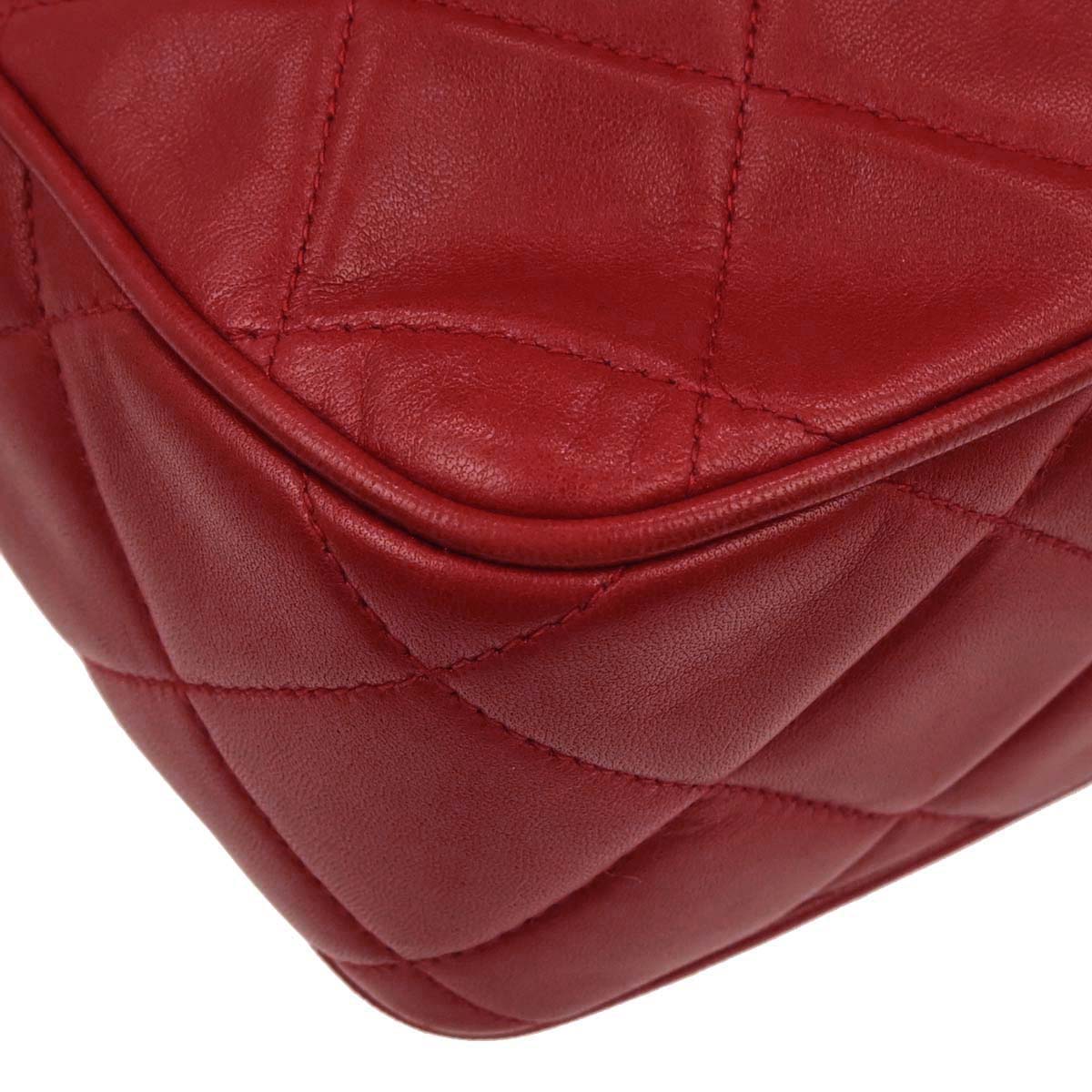 Chanel Red Lambskin Shoulder Bag