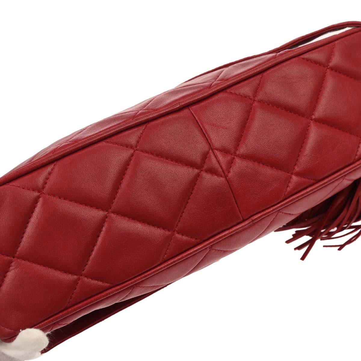Chanel Red Lambskin Shoulder Bag
