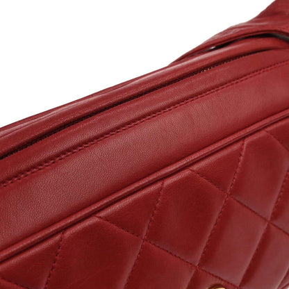 Chanel Red Lambskin Shoulder Bag