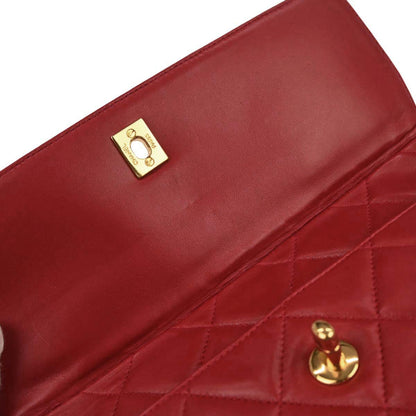 Chanel Red Lambskin Shoulder Bag
