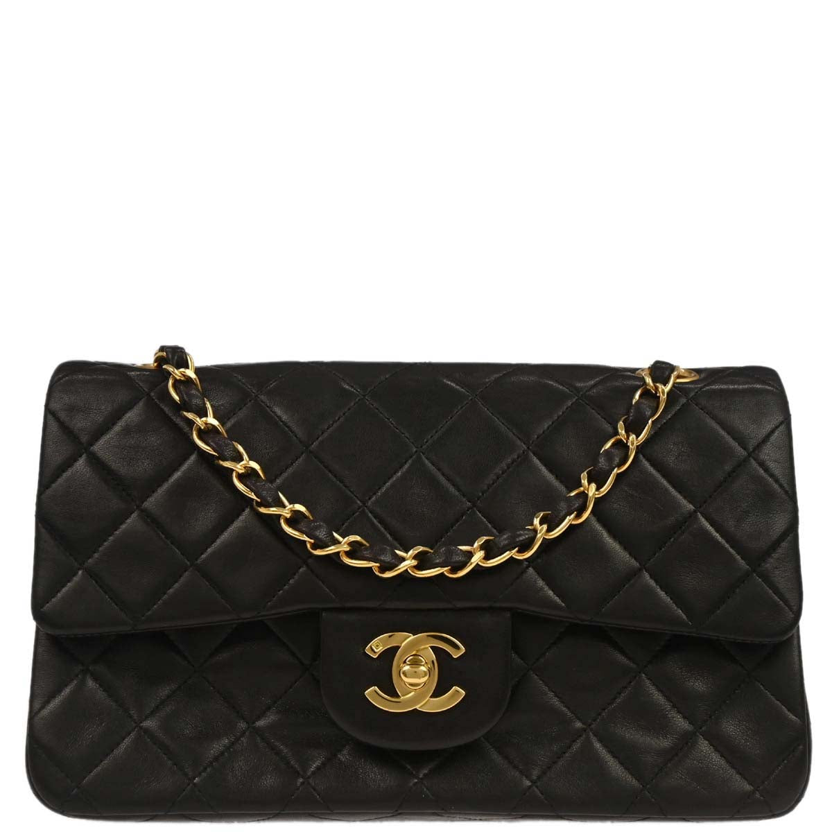 Chanel Black Lambskin Small Classic Double Flap Shoulder Bag