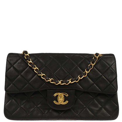 Chanel Black Lambskin Small Classic Double Flap Shoulder Bag