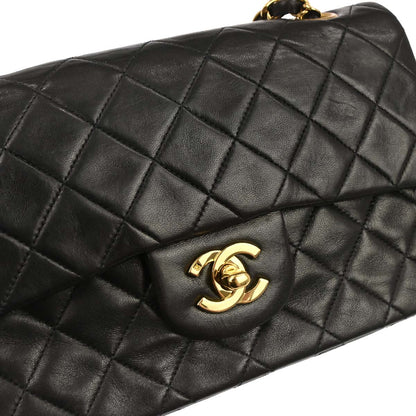 Chanel Black Lambskin Small Classic Double Flap Shoulder Bag