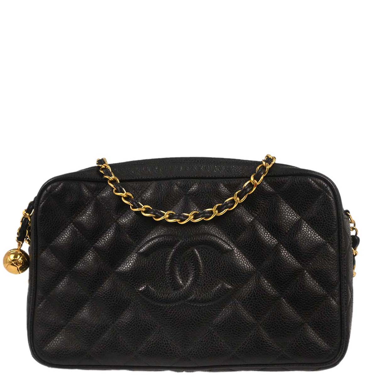 Chanel 1994-1996 Black Caviar Skin Camera Bag Small