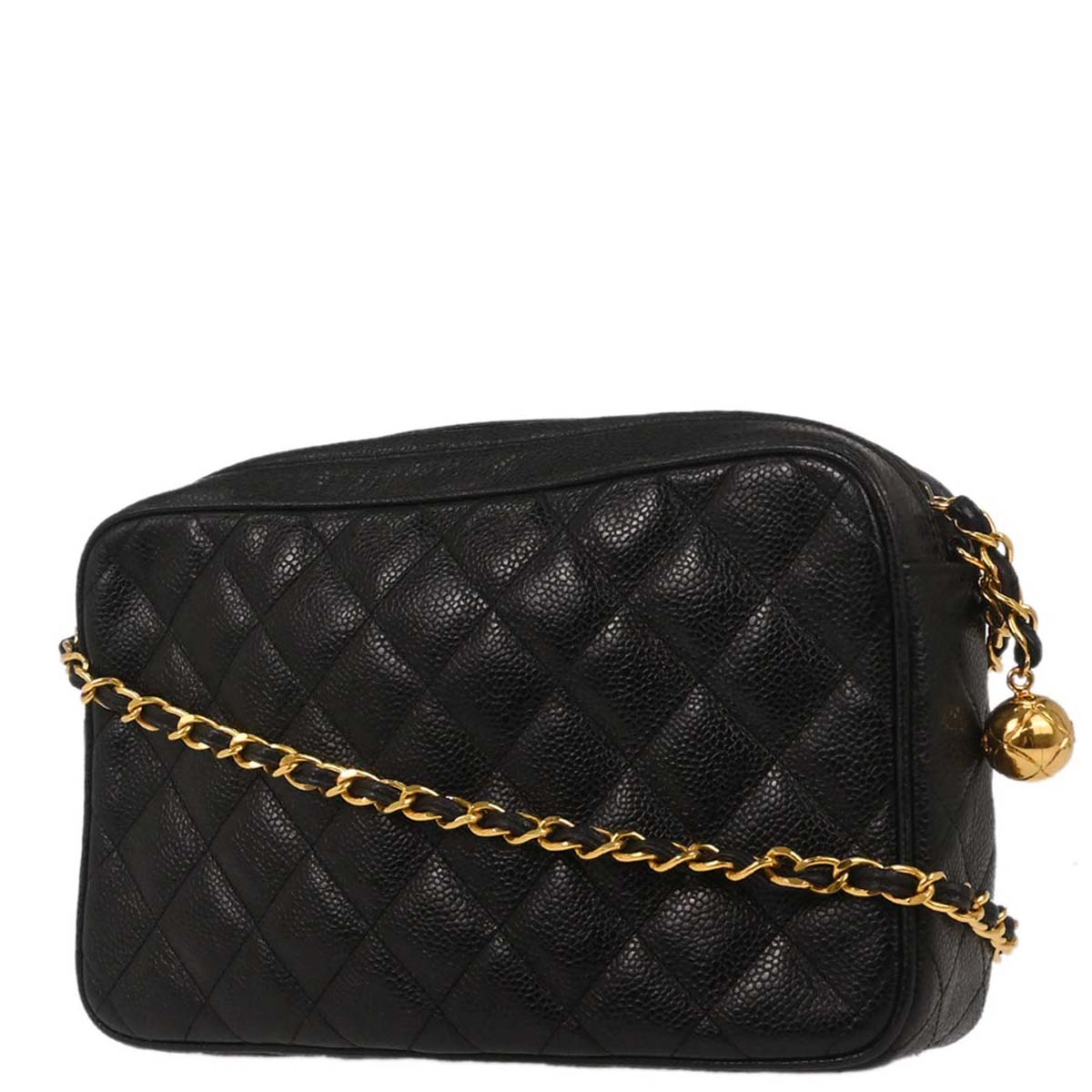 Chanel 1994-1996 Black Caviar Skin Camera Bag Small