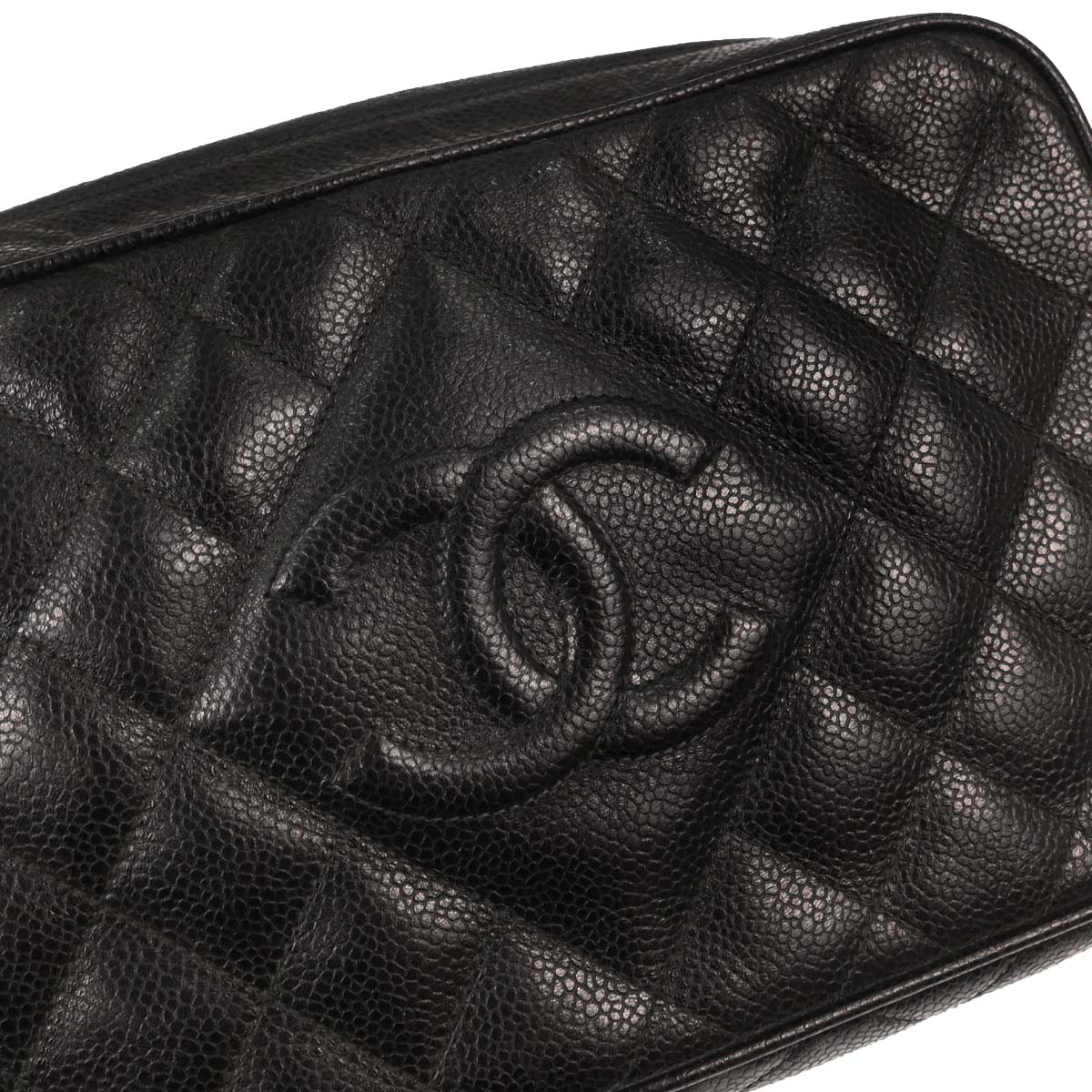 Chanel 1994-1996 Black Caviar Skin Camera Bag Small