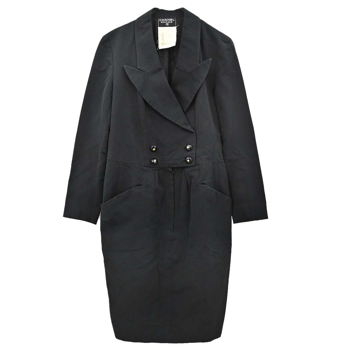 Chanel Double Breasted Long Sleeve Dress Black #40