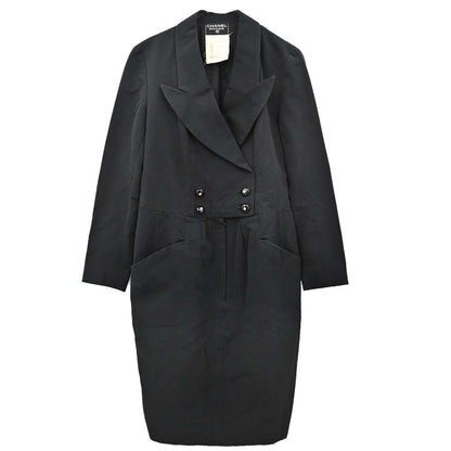 Chanel Double Breasted Long Sleeve Dress Black #40