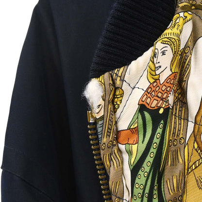 Hermes Zip-up Long Sleeve Reversible Bomber Jacket Navy Multicolor