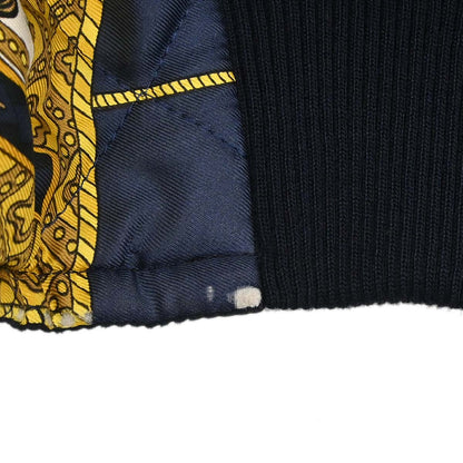 Hermes Zip-up Long Sleeve Reversible Bomber Jacket Navy Multicolor
