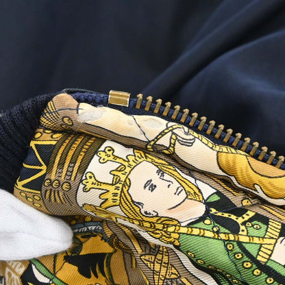 Hermes Zip-up Long Sleeve Reversible Bomber Jacket Navy Multicolor