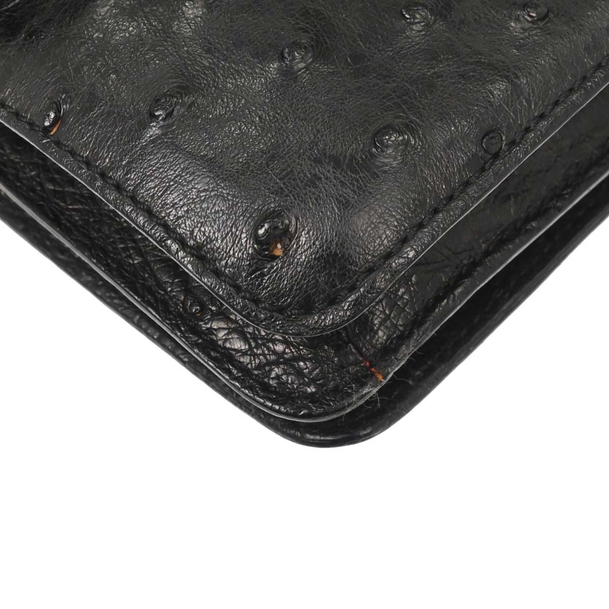Celine * Black Ostrich Double Flap Handbag
