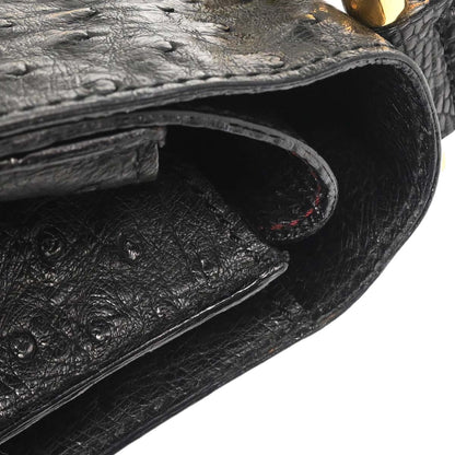 Celine * Black Ostrich Double Flap Handbag