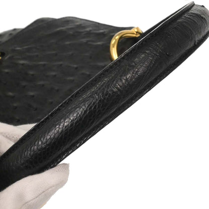 Celine * Black Ostrich Double Flap Handbag