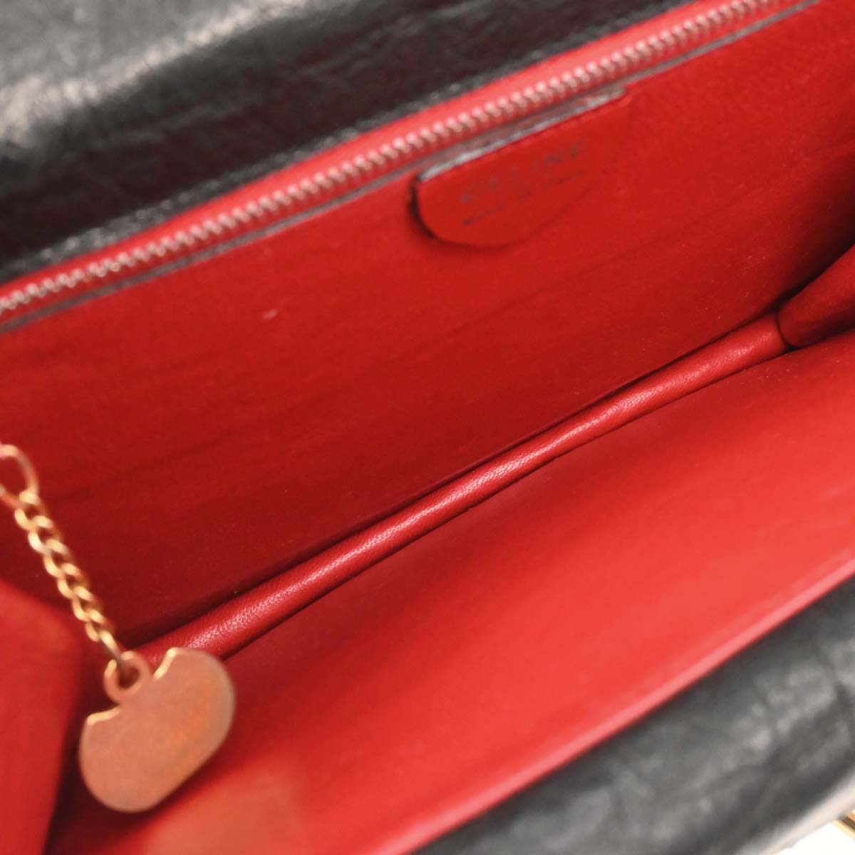 Celine * Black Ostrich Double Flap Handbag