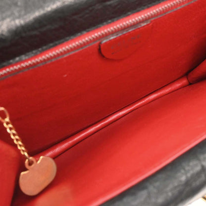 Celine * Black Ostrich Double Flap Handbag