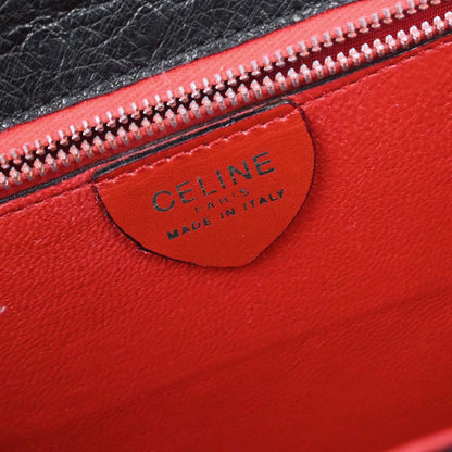 Celine * Black Ostrich Double Flap Handbag