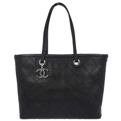 Chanel Black Caviar Skin On The Road Shopping Fever Tote Bag