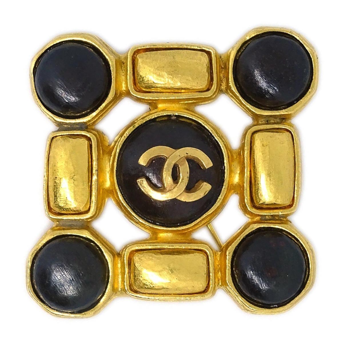 Chanel Stone Brooch Pin Gold 97A