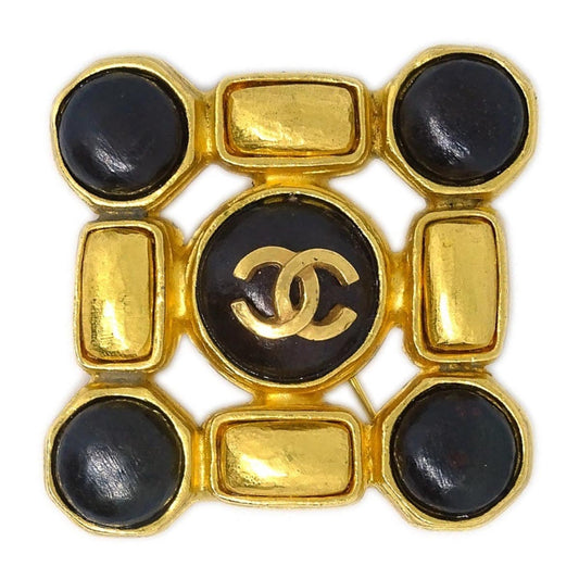 Chanel Stone Brooch Pin Gold 97A
