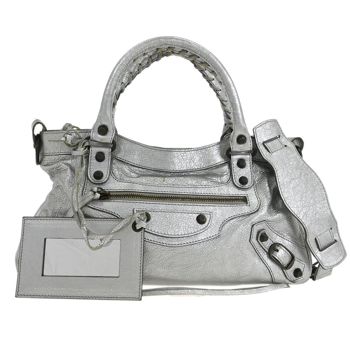 Balenciaga Silver Lambskin The First 2way Shoulder Handbag