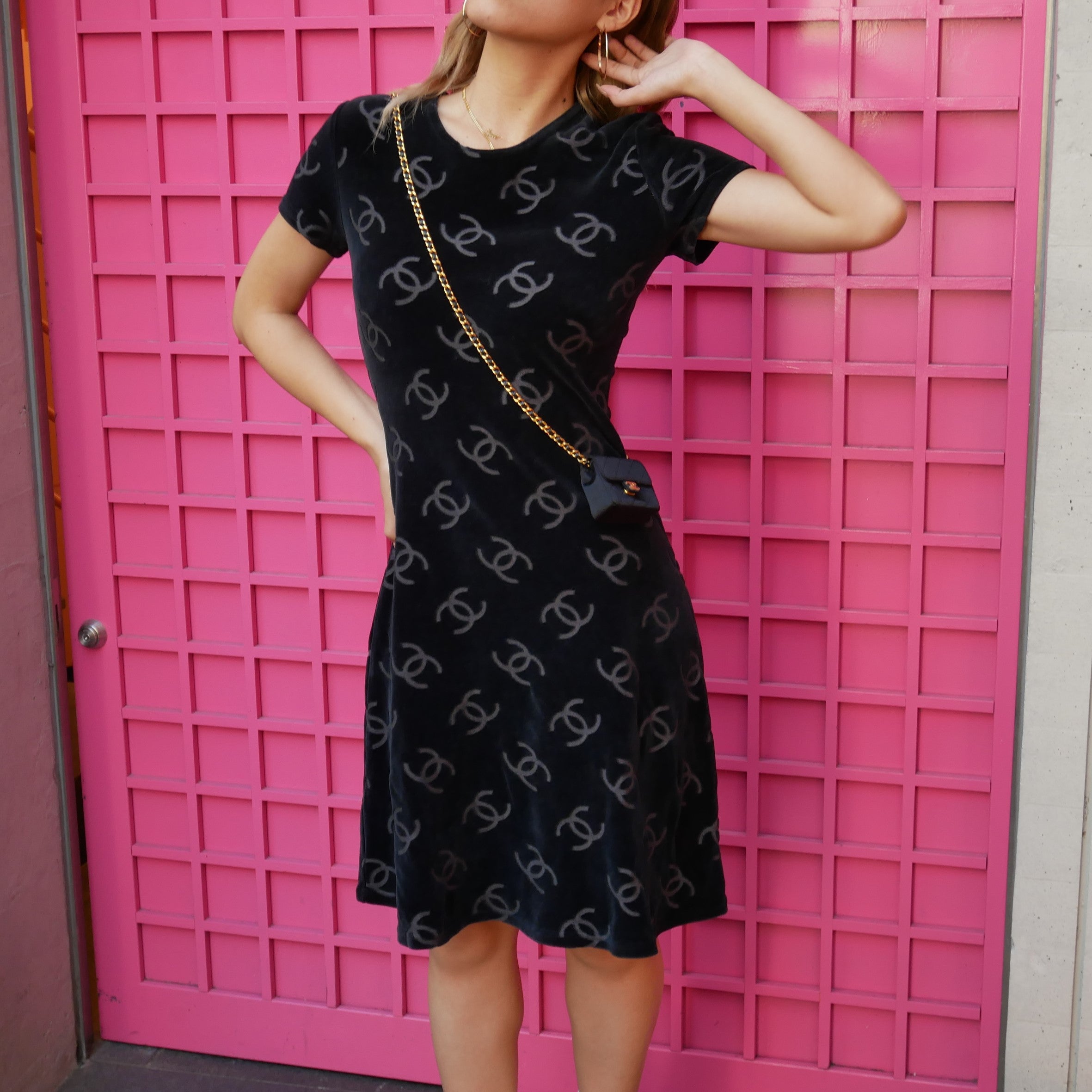 CHANEL 1996 Spring Interlocking CC-print dress – AMORE