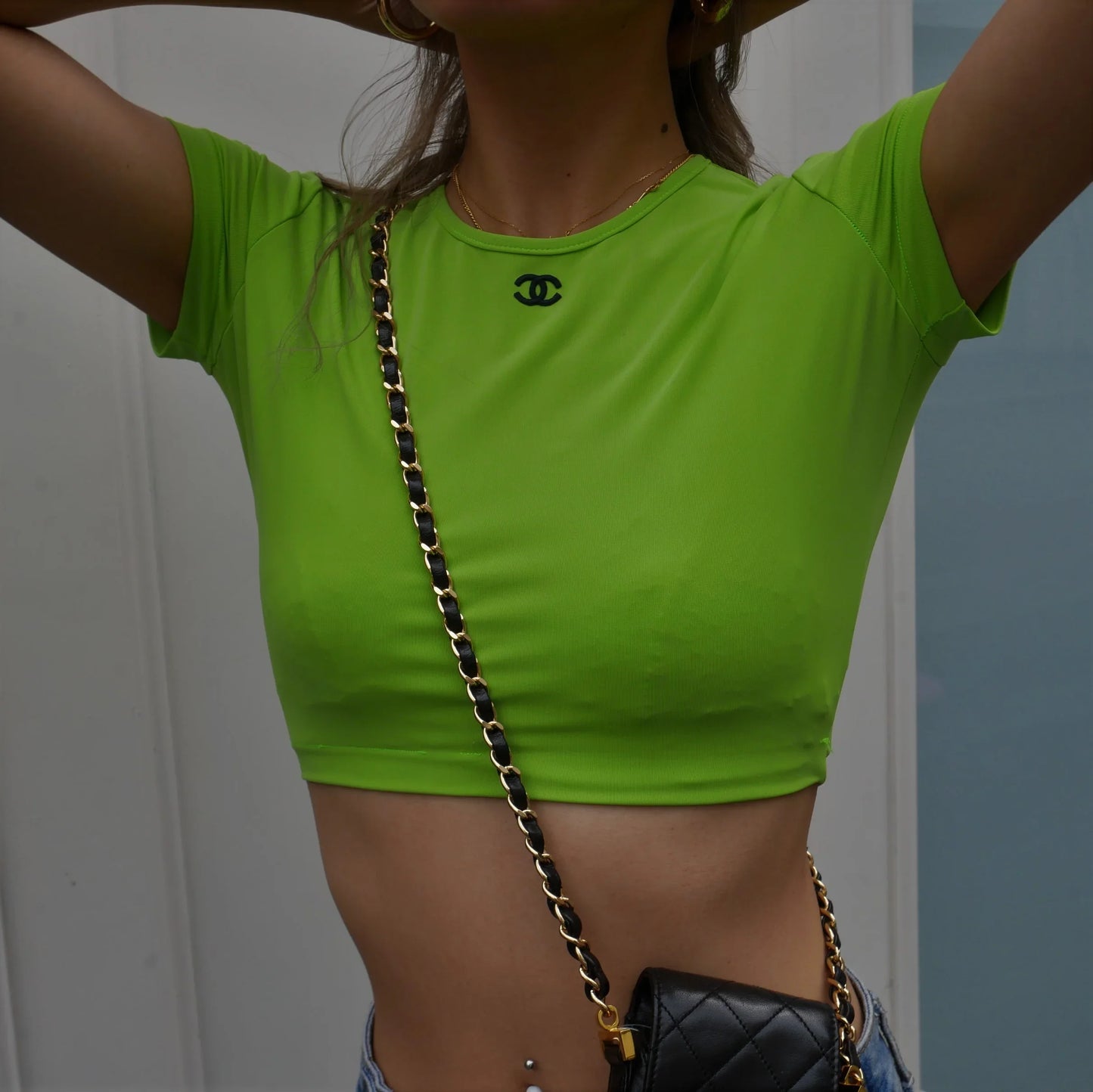 CHANEL 1995 Green CC Cropped Top #36