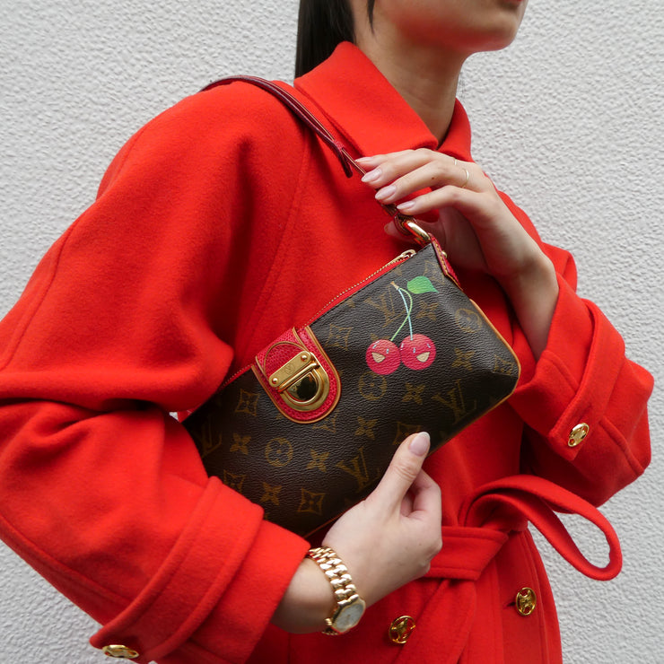 LOUIS VUITTON M95010 Takashi Murakami Monogram Cherry Sac Plat Bag