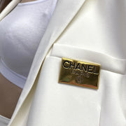 CHANEL Logo Plate Brooch