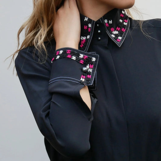 Chanel 2004 Fall CC embroidered slim-fit shirt #36