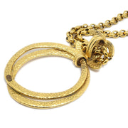 Chanel 1996 Oval Hoop Turnlock Necklace Gold