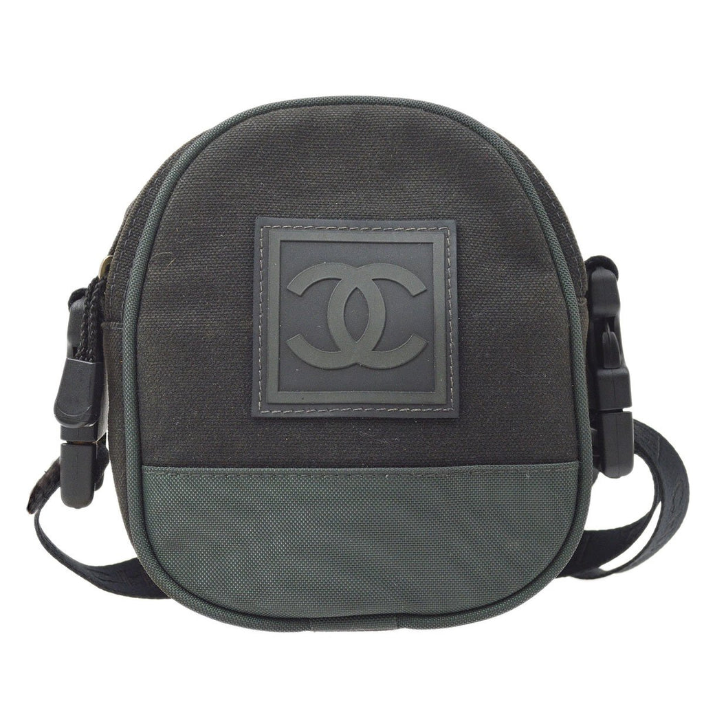 CHANEL 2003-2004 Sport Line Shoulder Bag Black Green