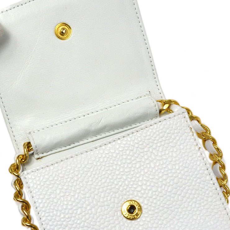 CHANEL 1996 White Caviar Timeless Chain Pochette