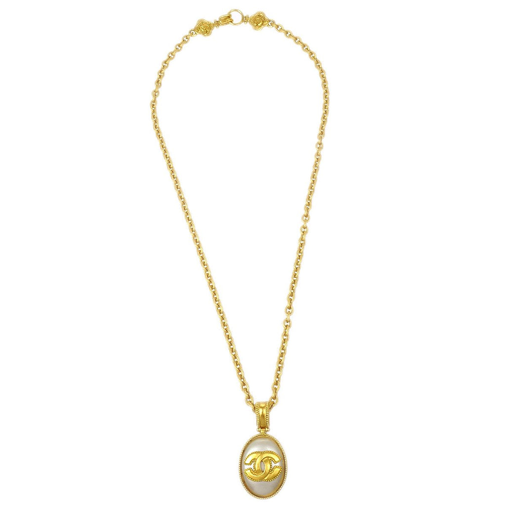 Louis Vuitton LV Speedy Faux Pearl Gold Tone Pendant Necklace Louis Vuitton