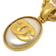 Chanel 1996 Faux Pearl Gold Chain Pendant Necklace