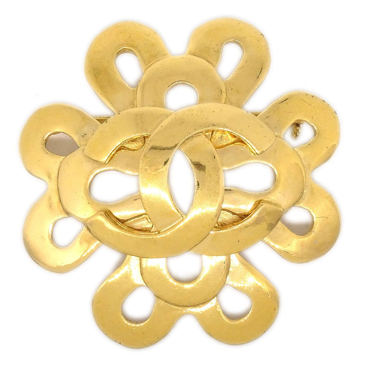 Pre-owned Chanel 1995-1996 Cc Drop-design Brooch In Gold