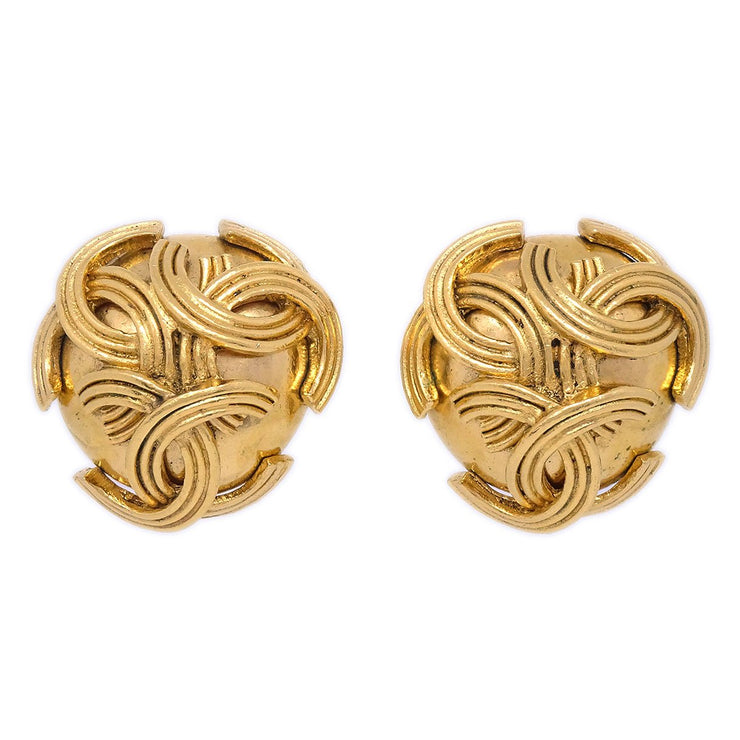 CHANEL 1994 Triple CC Earrings Clip-On Gold