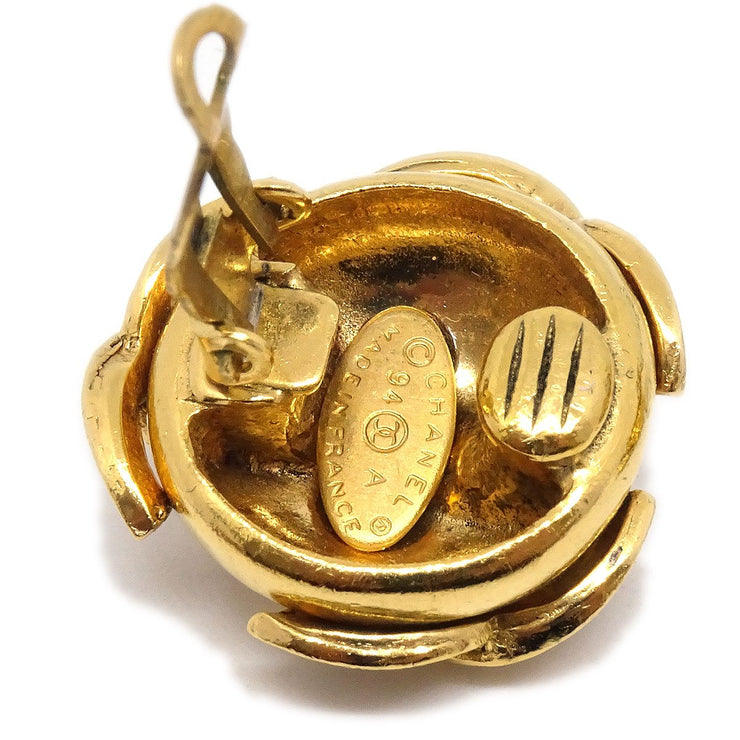 Chanel 1994 Triple CC耳环夹式金黄色