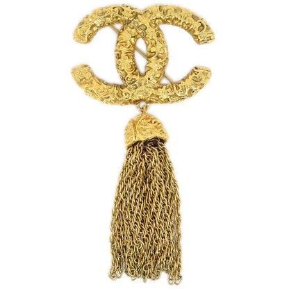 Chanel 1993 Florentine Filigree Tassel Brooch Small