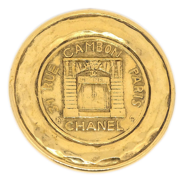 Chanel 1986-1994 Rue Cambon Engraved Brooch Gold 1150