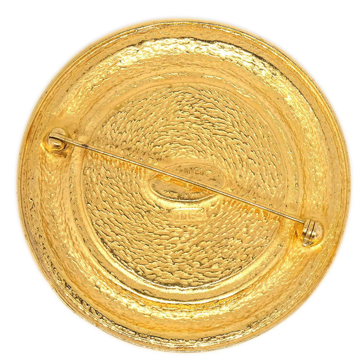 Chanel 1986-1994 Rue Cambon Engraved Brooch Gold 1150