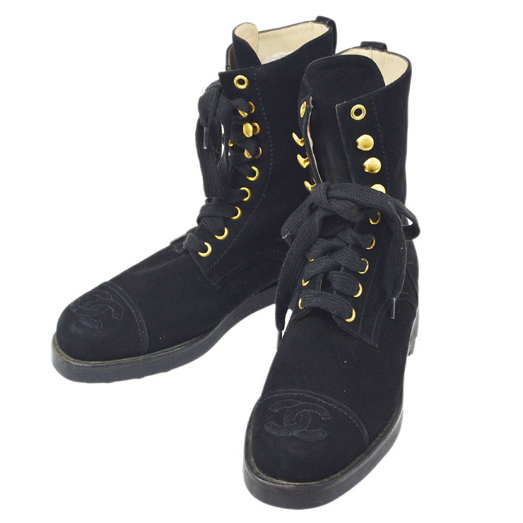 CHANEL Black suede Lace-Up Boots Shoes #36 – AMORE Vintage Tokyo