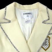 Chanel 2005 Cruise Ivory徽章补丁双排扣西装外套＃38