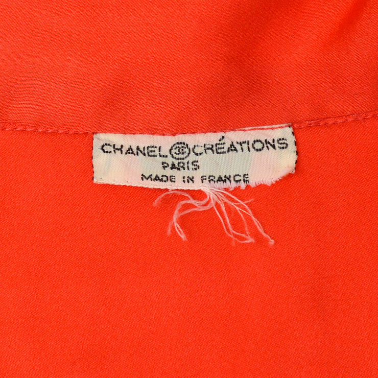 CHANEL 1970s logo print pussy bow shirt
