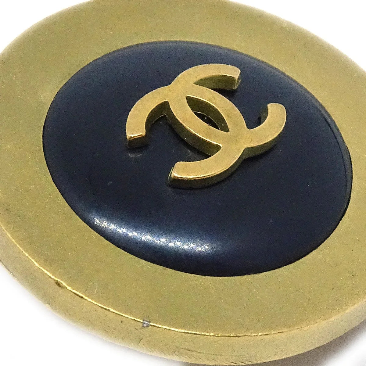 Chanel 1994 Black & Gold CC Earrings Clip-On