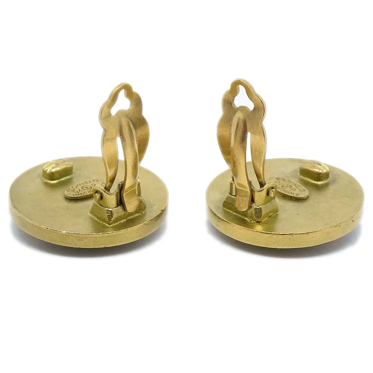 Chanel 1994 Black & Gold CC Earrings Clip-On