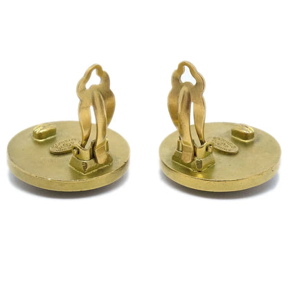 Chanel 1994 Black & Gold CC Earrings Clip-On
