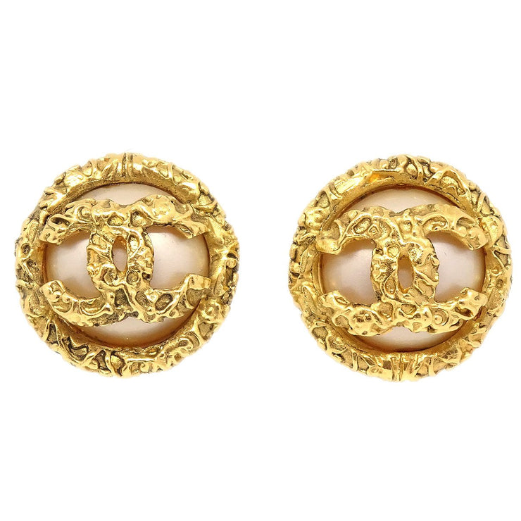 CHANEL 1993 Spring Faux Pearl Earrings Clip-On 93P