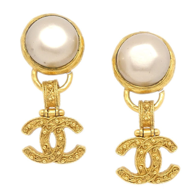 1994 CC faux-pearl clip-on earrings